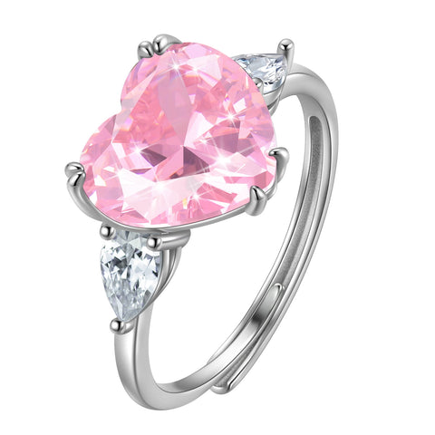 925 Sterling Silver Ring Heart 6CT Women Birthstone Band Bridal Jewelry Valentine Gift for Wife