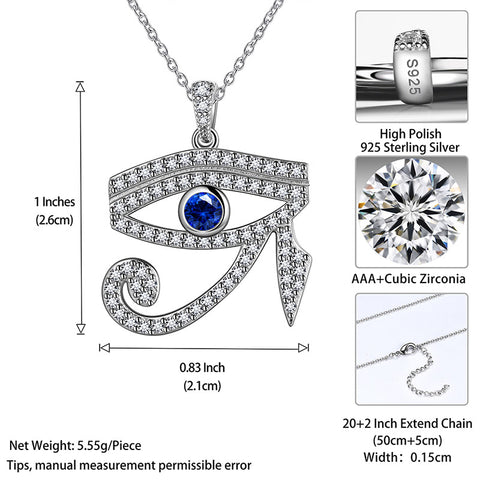 Collana occhio egiziano di Horus Ciondolo Uomo Donna Gioielli Argento sterling 925
