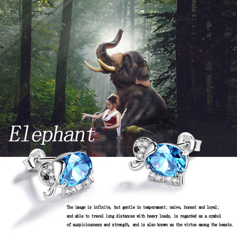 Pietra portafortuna dell'elefante Marzo Acquamarina Orecchini Stud Donna Ragazza Gioielli Regalo di compleanno