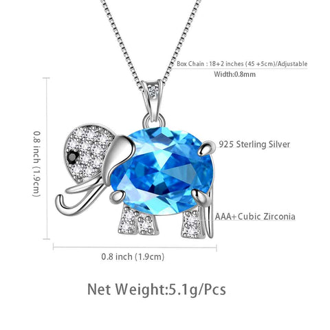 Collar con colgante de aguamarina con piedra natal de elefante, joyería para mujeres y niñas, regalo de cumpleaños