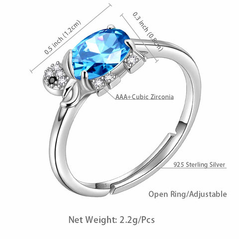 Anillo con colgante de aguamarina con piedra natal de elefante, joyería para mujeres y niñas, regalo de cumpleaños