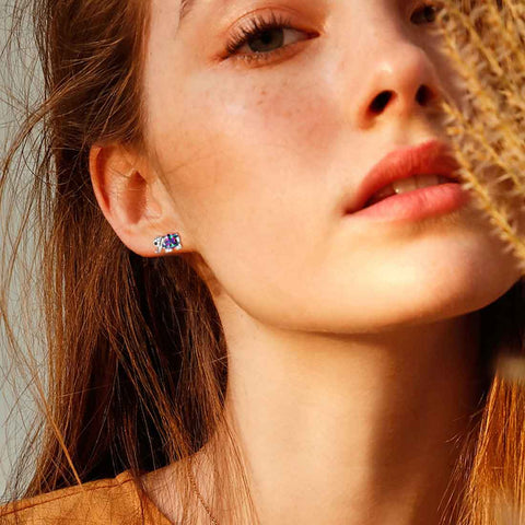 Pendientes de topacio místico con diseño de elefante y arcoíris, joyería para mujeres y niñas, regalo de cumpleaños