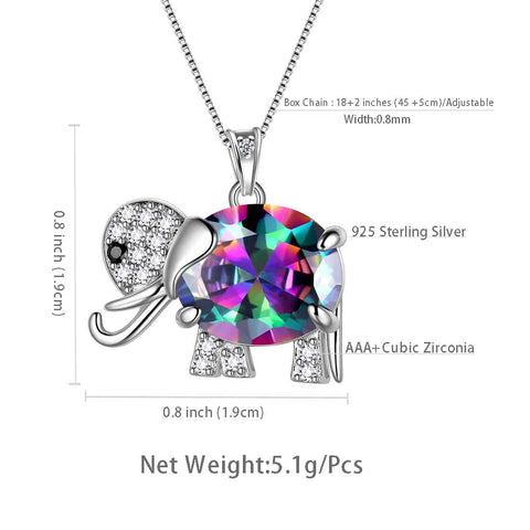 Collar con colgante de topacio místico y arcoíris de elefante, joyería para mujeres y niñas, regalo de cumpleaños
