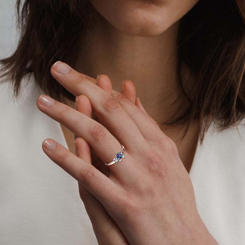 Anillo con colgante de topacio místico y arcoíris de elefante, joyería para mujeres y niñas, regalo de cumpleaños