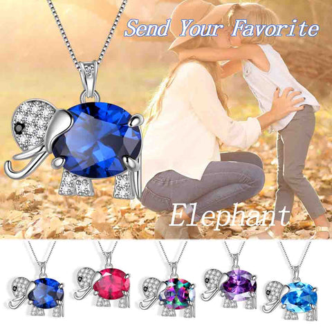 Collar con colgante de topacio místico y arcoíris de elefante, joyería para mujeres y niñas, regalo de cumpleaños