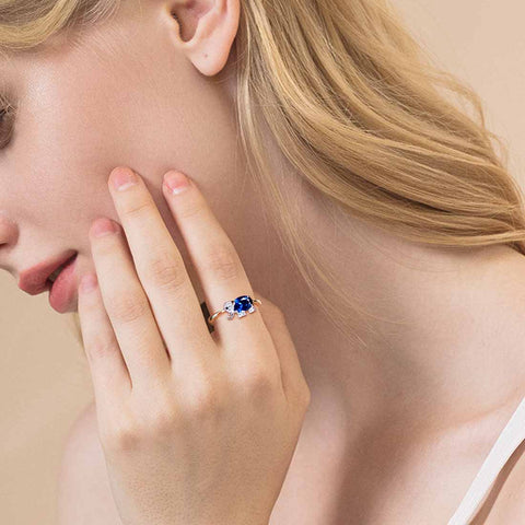 Pietra portafortuna di settembre Anello con zaffiro Ciondolo per donna, ragazza, gioielli, regalo di compleanno