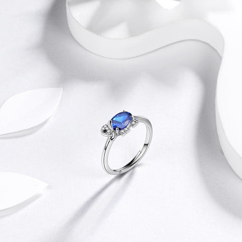 Pietra portafortuna di settembre Anello con zaffiro Ciondolo per donna, ragazza, gioielli, regalo di compleanno