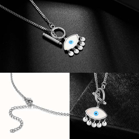 Collier pendentif mauvais œil pour femmes et filles, bijoux en acier inoxydable