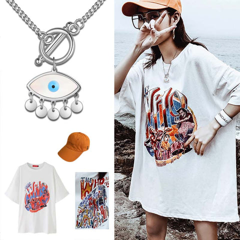 Collier pendentif mauvais œil pour femmes et filles, bijoux en acier inoxydable