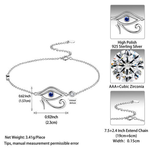 Pulsera Ojo de Horus Joyería para hombre y mujer Plata de ley 925