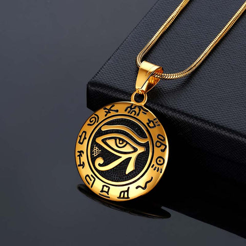 Collana da uomo con occhio di Horus, pendente, amuleto, gioielli, in acciaio inossidabile 316L