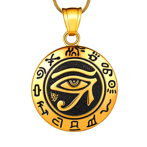 Eye of Horus Necklace 316L Stainless Steel Mens Amulet Jewelry - Necklaces - Aurora Tears