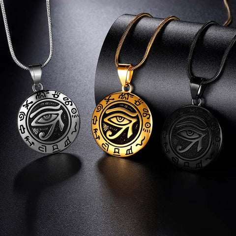 Collana da uomo con occhio di Horus, pendente, amuleto, gioielli, in acciaio inossidabile 316L