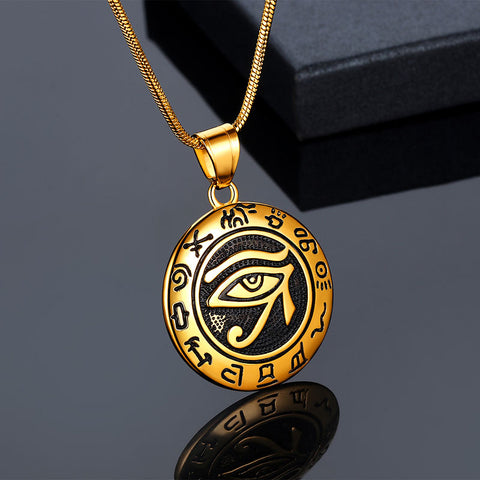 Eye of Horus Necklace 316L Stainless Steel Mens Amulet Jewelry - Necklaces - Aurora Tears