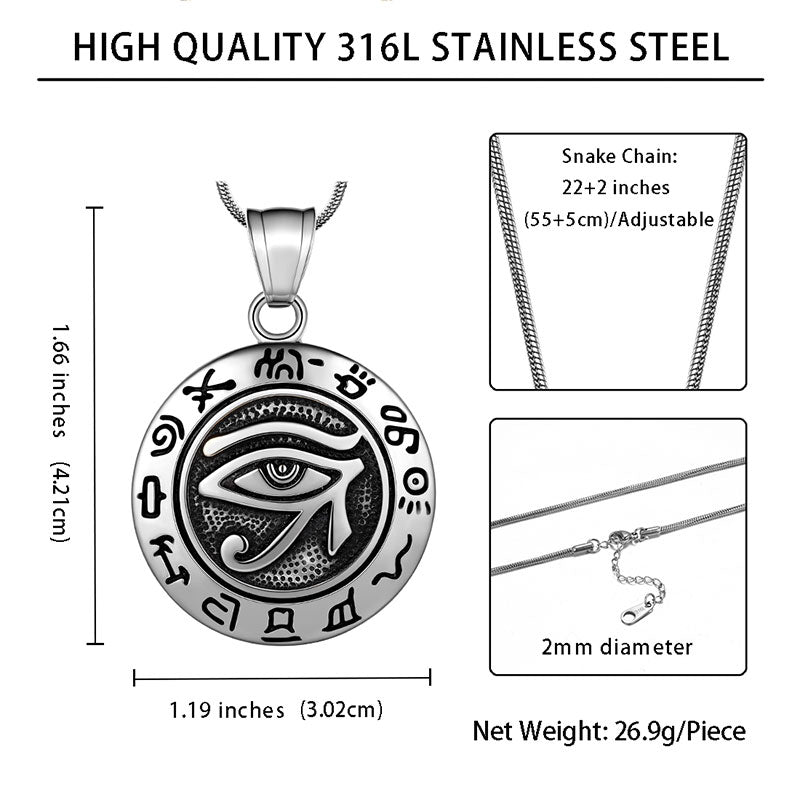 Eye of Horus Necklace 316L Stainless Steel Mens Amulet Jewelry - Necklaces - Aurora Tears