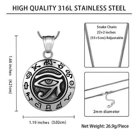 Eye of Horus Necklace 316L Stainless Steel Mens Amulet Jewelry - Necklaces - Aurora Tears