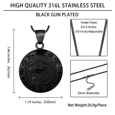 Eye of Horus Necklace 316L Stainless Steel Mens Amulet Jewelry - Necklaces - Aurora Tears