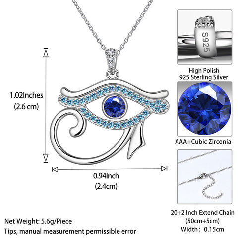 KINGWHYTE Collana Con Occhio Di Horus In Argento Sterling 925 - Ciondolo Con Cristalli E Nodo Celtico, Gioiello Egizio