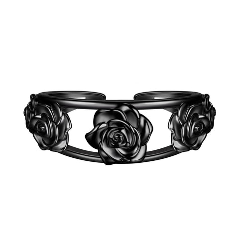 Anel de rosa 3D para mulheres e meninas, 5 flores de rosa, anel aberto ajustável, joias de casamento, presentes para o dia dos namorados