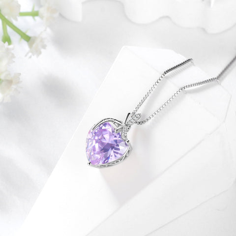 Dragonfly Necklace Heart June Birthstone Necklace Alexandrite Purple 925 Sterling Silver Pendant Jewelry Women Birthday Christmas Mother's Day Gift - Aurora Tears