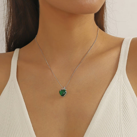 Dragonfly Necklace Heart May Birthstone Necklace Emerald CZ 925 Sterling Silver Pendant Green Jewelry Women Birthday Christmas Mother's Day Gifts - Aurora Tears