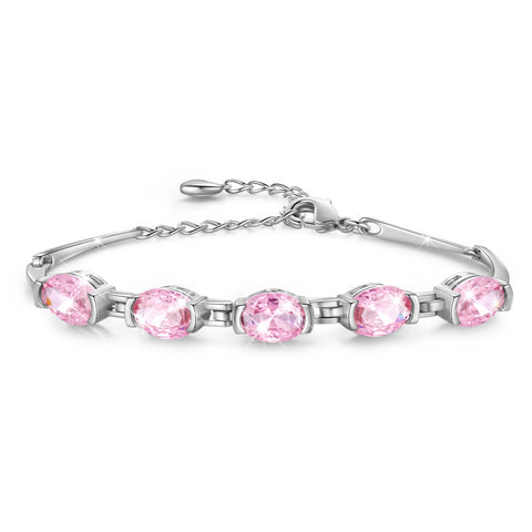 Juwaliy 18K White Gold Plated Bracelets for Women,Birthstone Jewelry Birthday Gifts for Wife Daughter Mom