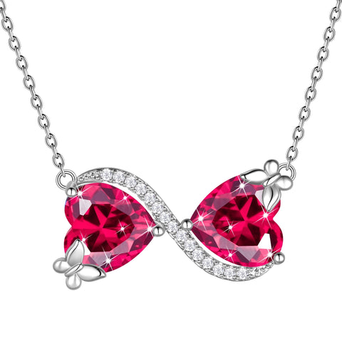 Collier pendentif papillon cœur infini pour femme, pierre de naissance, bijou cadeau d'anniversaire ou de fête des mères