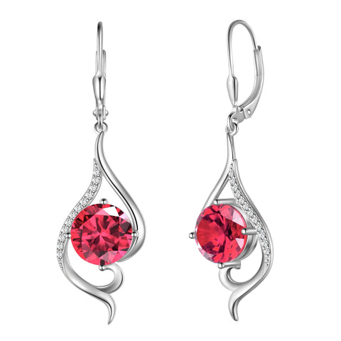 Femmes boucles d'oreilles Pierre de naissance queue suspendue longue goutte bijoux Leverback 925 cadeaux d'anniversaire en argent Sterling