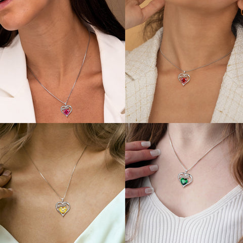 Women Necklace for Mom Grandma Mother's Day Gifts, Heart May Birthstone Necklace Emerald Green 925 Sterling Silver Pendant Christmas Jewelry - Aurora Tears