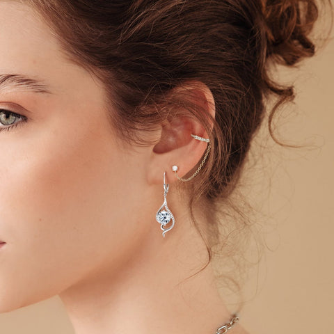 Women Dangle Earrings April Birthstone Earrings Sterling Silver Leverback Diamond Bridal Jewelry Mermaid Tail Wife Birthday Valentines Mother's Day Gift for Her - Aurora Tears
