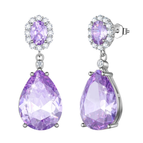 Larme Dangle Boucles D'oreilles Femmes Pierre De Naissance Cristal Boucles D'oreilles 925 En Argent Sterling Bijoux Filles D'anniversaire De Noël Cadeaux