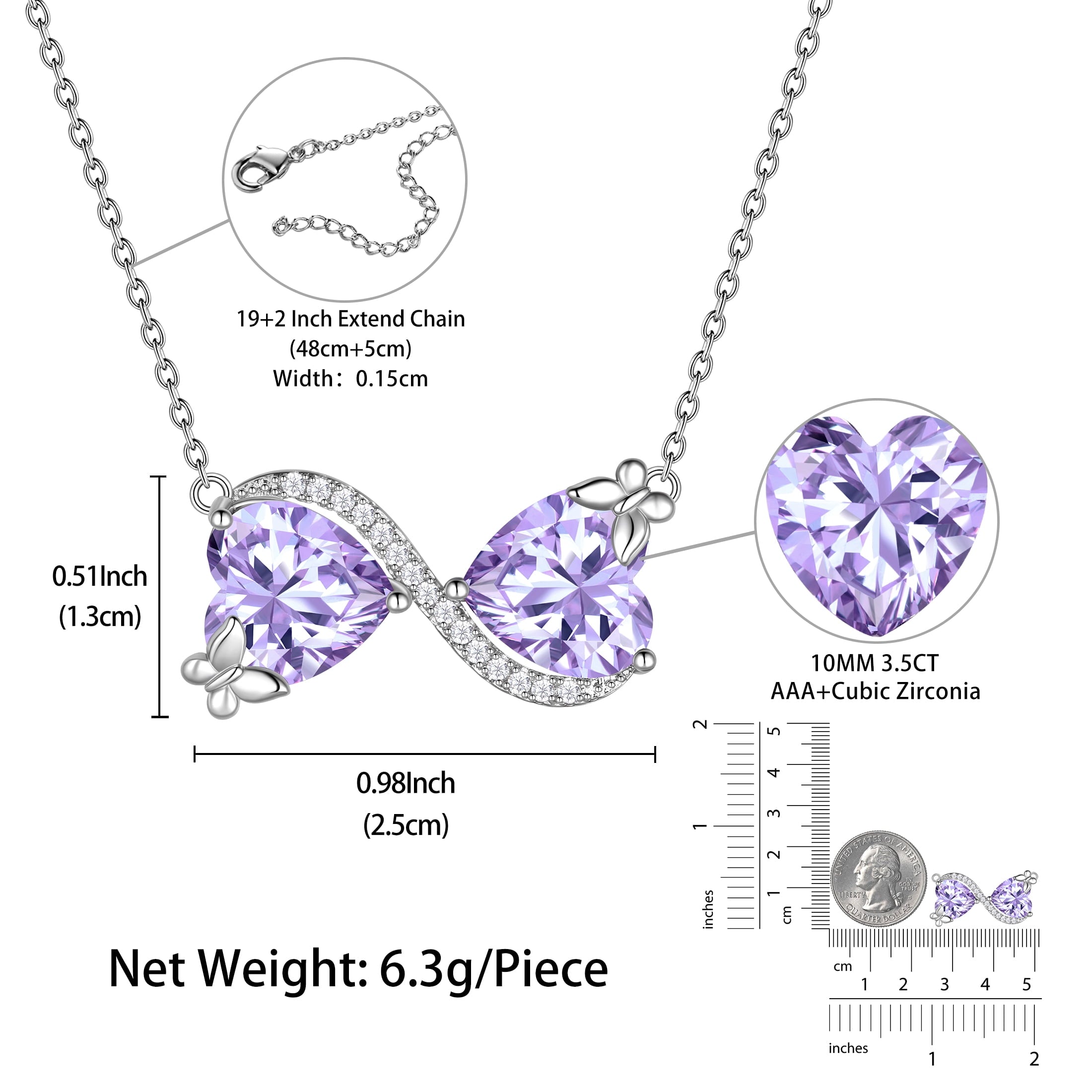 Women Infinity Heart Butterfly Necklace June Birthstone Necklace Alexandrite Purple Pendant Jewelry Birthday Gifts for Mother Wife Daughter - Aurora Tears