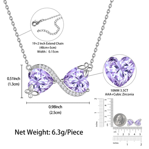 Women Infinity Heart Butterfly Necklace June Birthstone Necklace Alexandrite Purple Pendant Jewelry Birthday Gifts for Mother Wife Daughter - Aurora Tears