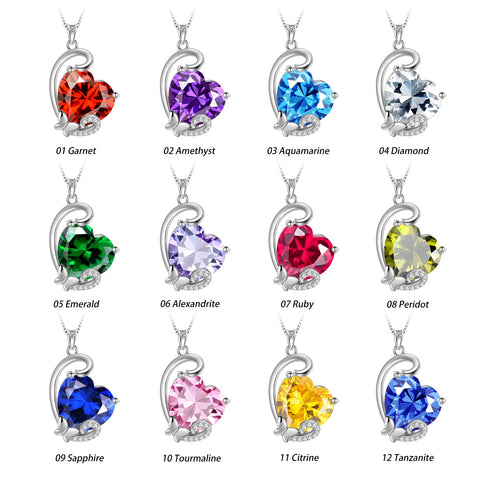 June Birthstone Heart Necklace Butterfly Pendant Alexandrite CZ 925 Sterling Silver Jewelry Mother Women Birthday Valentine's Day Gift - Aurora Tears