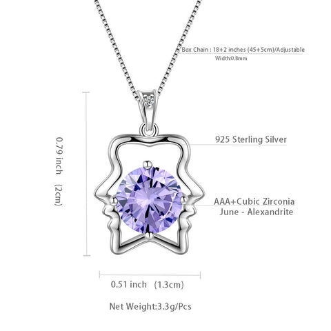 Zodiac Gemini Necklace June Birthstone Pendant Women Girls Jewelry Birthday Gift Women Girls Jewelry Birthday Gift