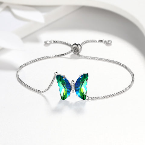 Green Butterfly Bracelet May Emerald Birthstone Women Girls Jewelry Birthday Gift