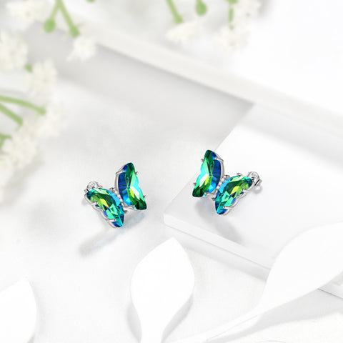 Orecchini a farfalla verde May Emerald Birthstone Donna Ragazza Gioielli Regalo di compleanno