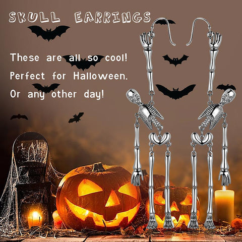 Halloween Skull Dangle Earrings Cosplay Party Jewelry for Women - Aurora Tears Jewelry