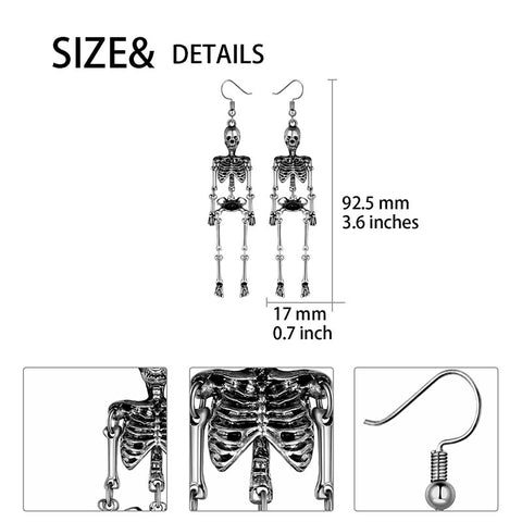 Halloween Skull Dangle Earrings Cosplay Party Jewelry for Women - Aurora Tears Jewelry