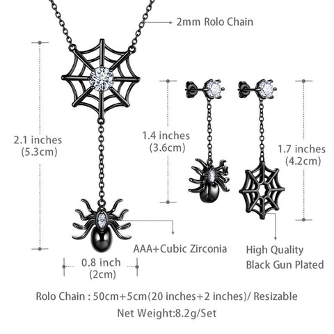 Damen Halloween Schmuckset Spinne Halskette Ohrringe - Cosplay Party Kostüm Zubehör