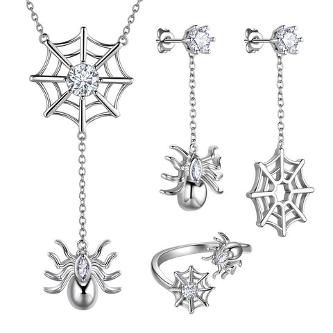Set di gioielli da donna per Halloween, collana, orecchini, anello, cosplay, regali per feste