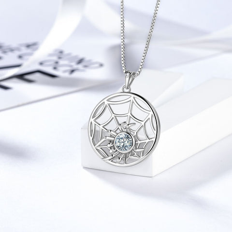 Halloween Spinne Halskette Tarantula Web Anhänger Damen Schmuck 925 Sterling Silber