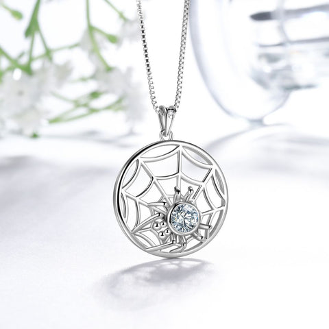 Halloween Spinne Halskette Tarantula Web Anhänger Damen Schmuck 925 Sterling Silber