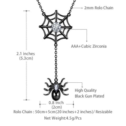 Women Halloween Necklace Spider Web Pendant Gothic Statement Cosplay Party Jewelry