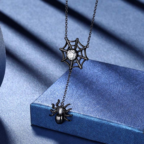 Women Halloween Necklace Spider Web Pendant Gothic Statement Cosplay Party Jewelry