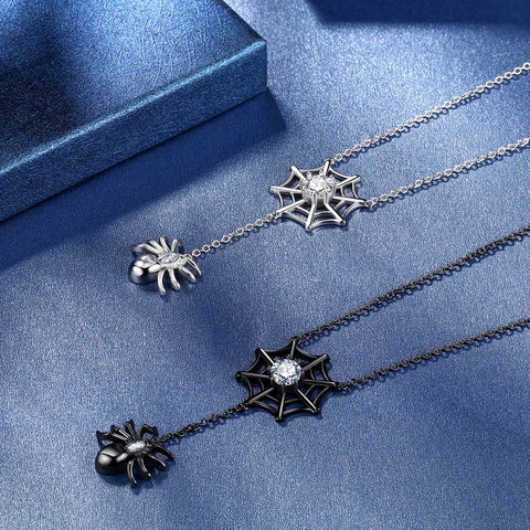 Women Halloween Necklace Spider Web Pendant Gothic Statement Cosplay Party Jewelry