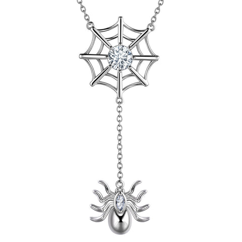 Women Halloween Necklace Spider Web Pendant Gothic Statement Cosplay Party Jewelry