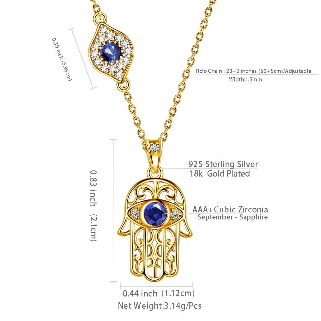 Hamsa Hand of Fatima with Evil Eye Pendant Necklace - Necklaces - Aurora Tears Jewelry