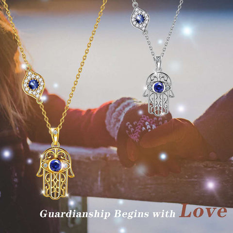 Women Hamsa Hand of Fatima Necklace Evil Eye Pendant Girls Jewelry Gift