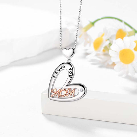 Ti amo mamma Collana con ciondolo a forma di cuore Madre, miglior regalo di compleanno per gioielli per mamma/nonna